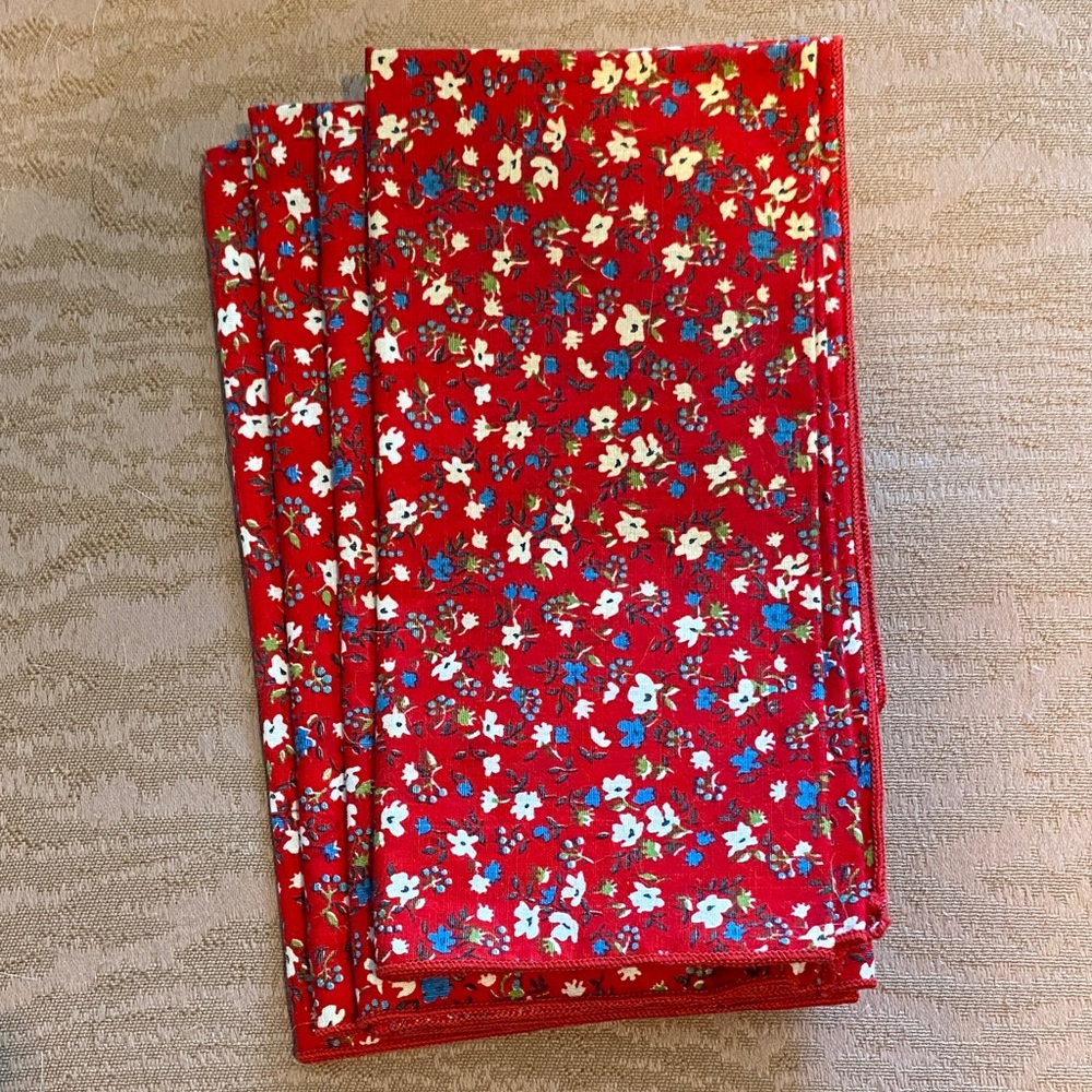 3/$15. Four floral napkins, 16 1/2” square